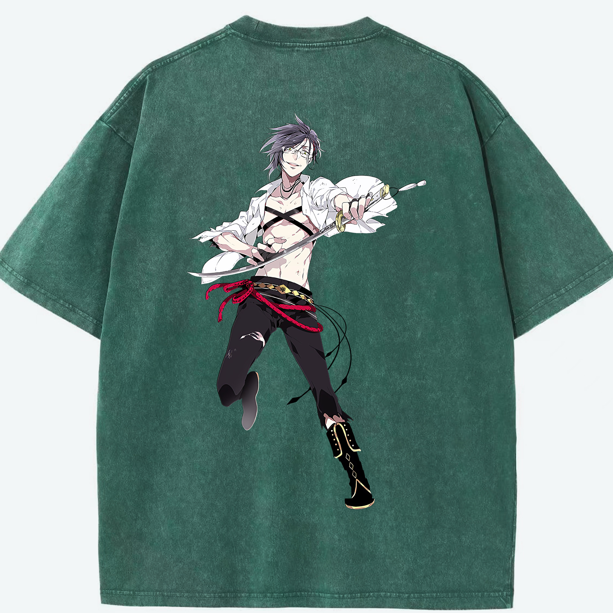 （画像用） 刀剣乱舞 Touken Ranbu 綿100% ヴィンテージ風 半袖Tシャツ（背面プリント）